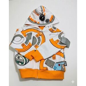 Disney Store Star Wars BB-8 D-O Droid Kids Sweatshirt Children Hoodie Zip Up NEW